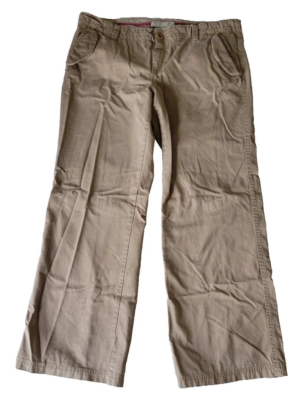 Old Navy Womens 16 Khaki Cargo Pants Wide Leg Utility Y2K Skater Cotton Tan